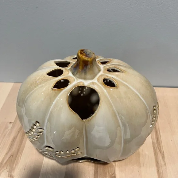 Hobby Lobby Cream Ceramic Pumpkin Decor - Picture 3 of 4